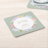 Sage Green Boho Cactus Desert Oh Baby shower Kartonnen Onderzetters (Schuin)