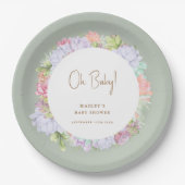 Sage Green Boho Cactus Desert Oh Baby shower Papieren Bordje (Voorkant)