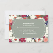 Sage Green Boho Chic Floral Modern Wedding RSVP (Voorkant)