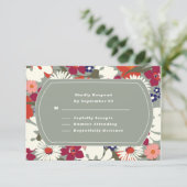 Sage Green Boho Chic Floral Modern Wedding RSVP (Staand voorkant)
