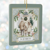 Sage Green Boho Chic Gepersonaliseerde Familie Ker Keramisch Ornament