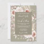 Sage Green Boho Chic Rustic Floral Wedding Kaart (Voorkant)
