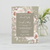 Sage Green Boho Chic Rustic Floral Wedding Kaart (Staand voorkant)