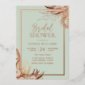 Sage Green Boho Chic Vrijgezellenfeest Real Roos G Folie Uitnodiging (Voorkant)