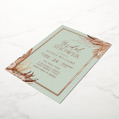 Sage Green Boho Chic Vrijgezellenfeest Real Roos G Folie Uitnodiging (Gedraaid)