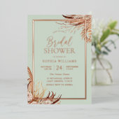 Sage Green Boho Chic Vrijgezellenfeest Real Roos G Folie Uitnodiging (Staand Voorkant)