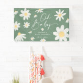 Sage Green Boho Daisy Flower Baby shower Banner (Insitu)