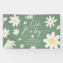 Sage Green Boho Daisy Flower Baby shower Banner