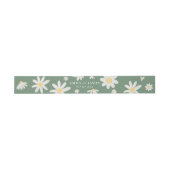 Sage Green Boho Daisy Flower Invitation Belly Band Uitnodigingen Wikkel (Vlak)
