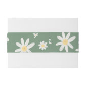 Sage Green Boho Daisy Flower Invitation Belly Band Uitnodigingen Wikkel (Achterkant Voorbeeld)