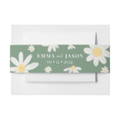 Sage Green Boho Daisy Flower Invitation Belly Band Uitnodigingen Wikkel (Voorkant Voorbeeld)
