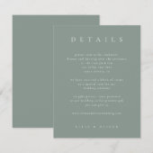 Sage Green Boho Details Huwelijk Modern Informatiekaartje (Voorkant / Achterkant)