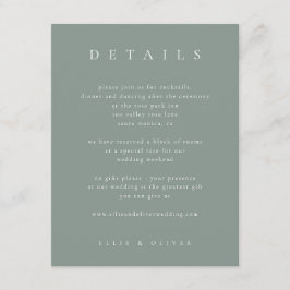 Sage Green Boho Details Huwelijk Modern Informatiekaartje