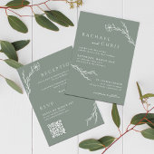 Sage Green Boho Eenvoudige Bloemen Botanische QR C Kaart