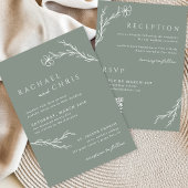 Sage Green Boho Eenvoudige Bloemen Botanische QR C Kaart