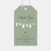 Sage Green Boho Elegant Bedankt Baby shower Cadeaulabel (Voorkant)