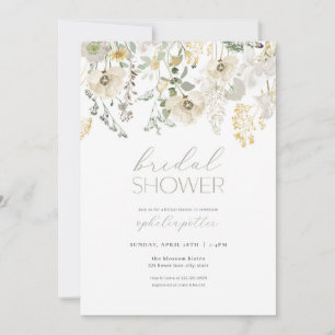 Sage Green Boho Floral Bridal Shower Kaart