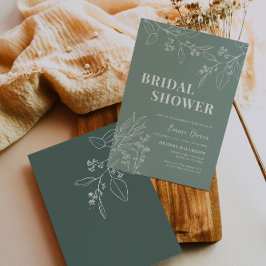 Sage Green Boho Floral Bridal Shower Kaart