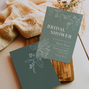 Sage Green Boho Floral Bridal Shower Kaart