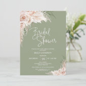 Sage Green Boho Floral Bridal Shower Kaart (Staand voorkant)