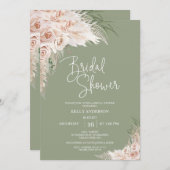 Sage Green Boho Floral Bridal Shower Kaart (Voorkant / Achterkant)