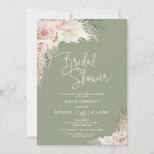 Sage Green Boho Floral Bridal Shower Kaart
