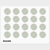 Sage Green Boho Floral Elegant Wedding Monogram Ronde Sticker (Vel)