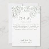 Sage Green Boho Floral Moderne Elegante Foto Bedankkaart (Achterkant)