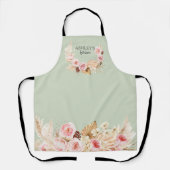 Sage green Boho Floral Pampas Grass, gepersonalise Schort (Voorkant)