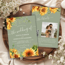 Sage green boho floral sunflower wedding