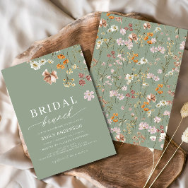 Sage Green Boho Floral Wildflower Bruidsbrunch Kaart