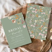 Sage Green Boho Floral Wildflower Bruidsbrunch Kaart