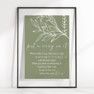 Sage Green Boho Flowers zet een ring op het spel Poster