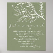 Sage Green Boho Flowers zet een ring op het spel Poster (Voorkant)