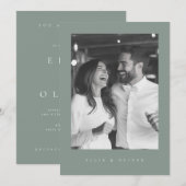 Sage Green Boho Foto 1 Huwelijk Modern Kaart (Voorkant / Achterkant)