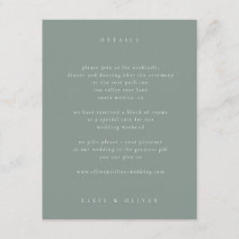 Sage Green Boho Foto Huwelijk Modern Informatiekaartje