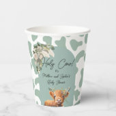 Sage Green Boho Heilige Koe Boerderij Baby shower Papieren Bekers (Voorkant)