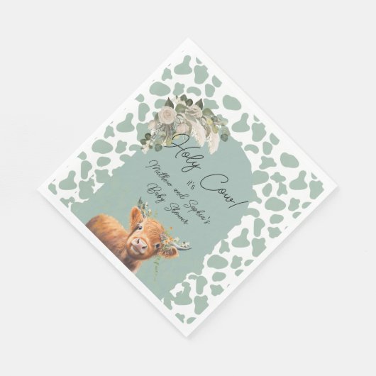 Sage Green Boho Heilige Koe Boerderij Baby shower Servet (Hoek)