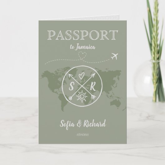 Sage Green Boho Huwelijkspaspoort Kaart QR Code (Voorkant)