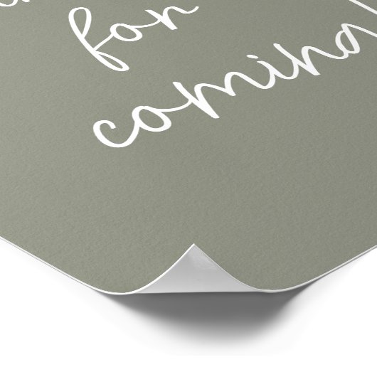 Sage Green Boho Minimalist Bedankt voor uw komst Poster (Hoek)