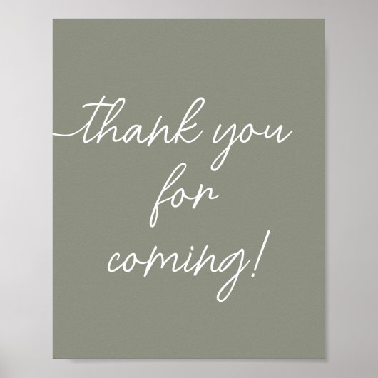 Sage Green Boho Minimalist Bedankt voor uw komst Poster (Voorkant)