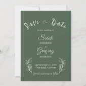 Sage Green Boho Minimalist Save the Date Kaart (Voorkant)