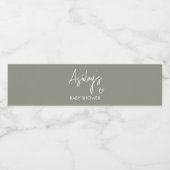 Sage Green Boho Minimalist Waterfles Etiket (Enkel label)