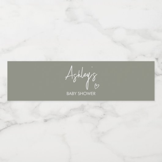 Sage Green Boho Minimalist Waterfles Etiket (Enkel label)