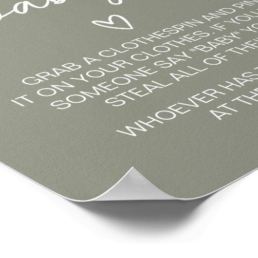 Sage Green Boho Minimalist zeg niet Baby Poster (Hoek)