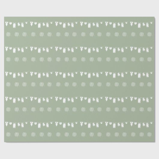 Sage Green Boho Minimalistisch Baby shower Cadeaupapier (Vlak)