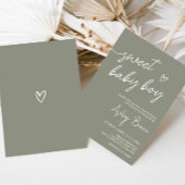 Sage Green Boho Minimalistisch Baby shower Kaart