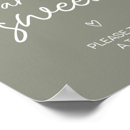 Sage Green Boho Minimalistische baby's zijn zoet Poster (Hoek)