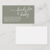 Sage Green Boho Minimalistische boeken voor Baby Informatiekaartje (Voorkant / Achterkant)