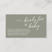 Sage Green Boho Minimalistische boeken voor Baby Informatiekaartje (Voorkant)